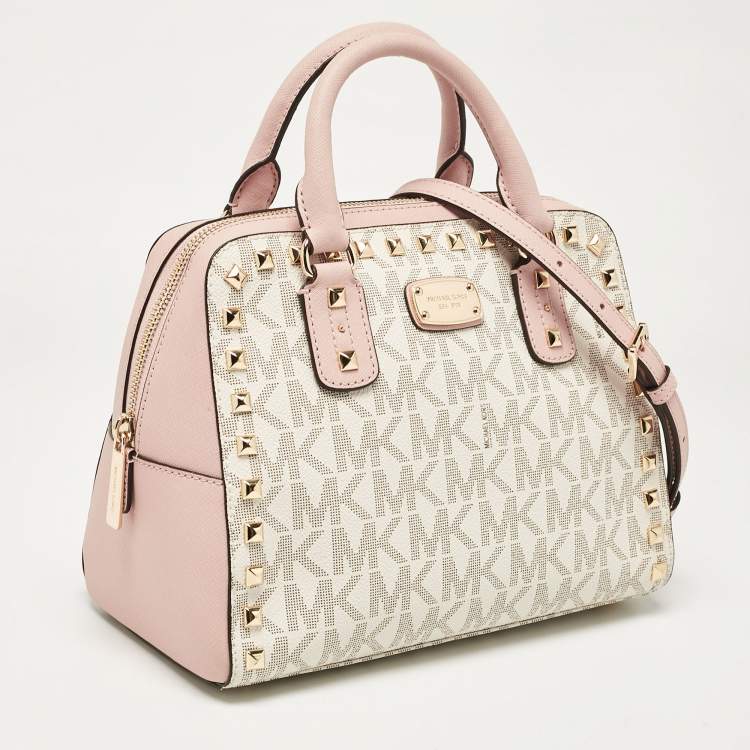 Pre Owned MICHAEL Michael Kors Pink Leather Small Studded Sandrine Satchel