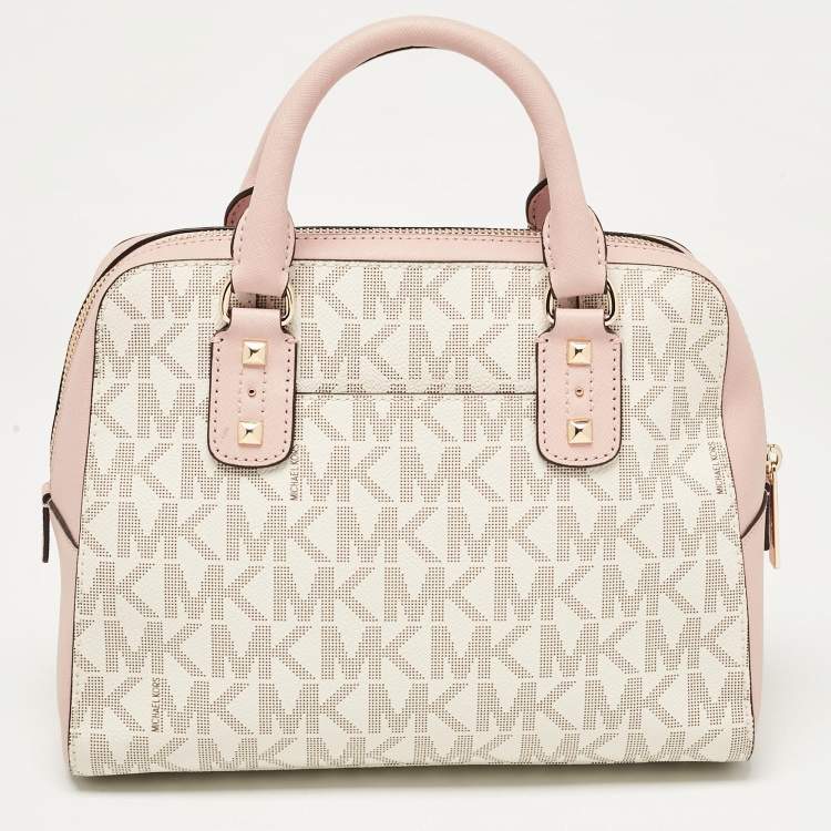 Pre Owned MICHAEL Michael Kors Pink Leather Small Studded Sandrine Satchel