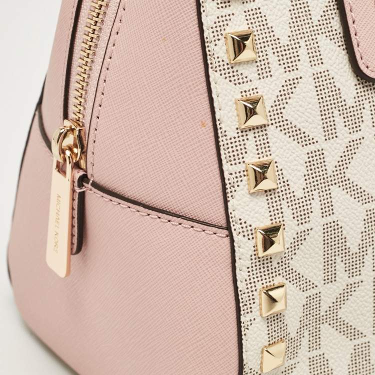 Pre Owned MICHAEL Michael Kors Pink Leather Small Studded Sandrine Satchel
