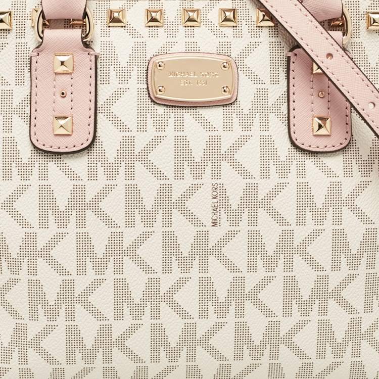 Pre Owned MICHAEL Michael Kors Pink Leather Small Studded Sandrine Satchel