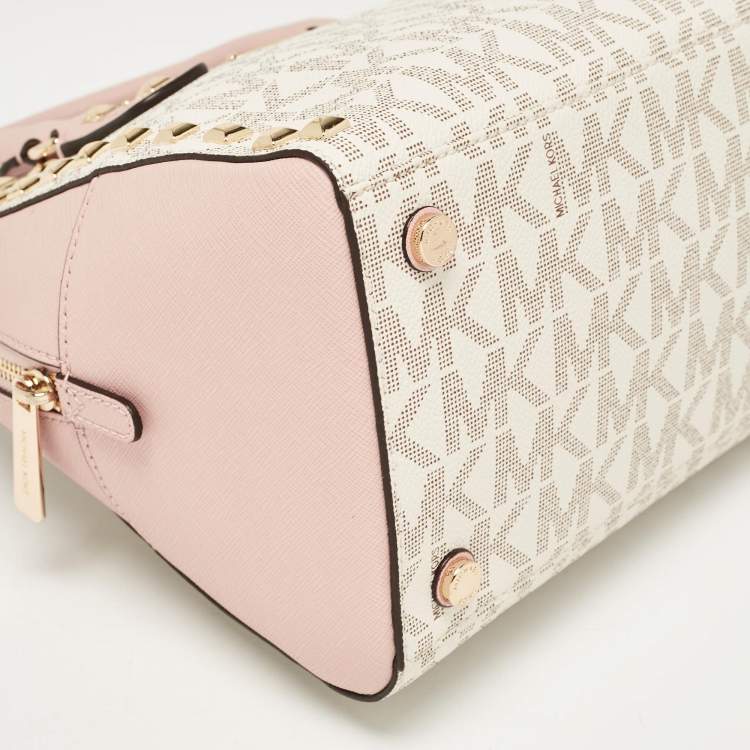 Pre Owned MICHAEL Michael Kors Pink Leather Small Studded Sandrine Satchel