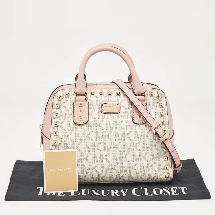 Pre Owned MICHAEL Michael Kors Pink Leather Small Studded Sandrine Satchel