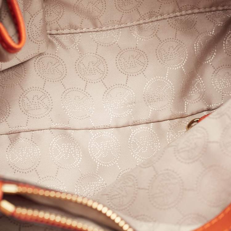 Pre Owned MICHAEL Michael Kors Orange Leather Medium Cynthia Tote