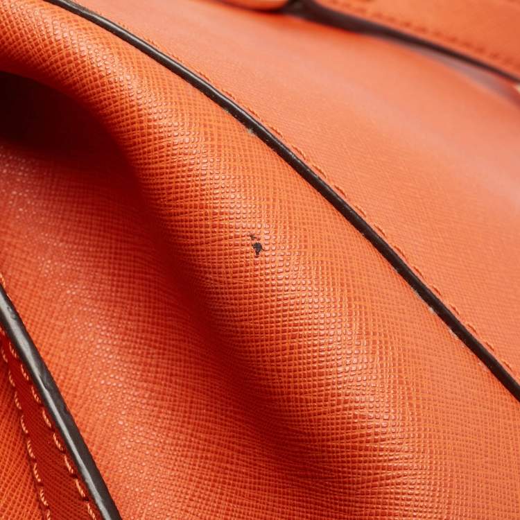 Pre Owned MICHAEL Michael Kors Orange Leather Medium Cynthia Tote