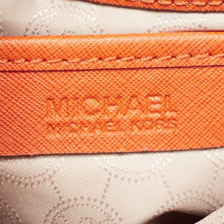 Pre Owned MICHAEL Michael Kors Orange Leather Medium Cynthia Tote
