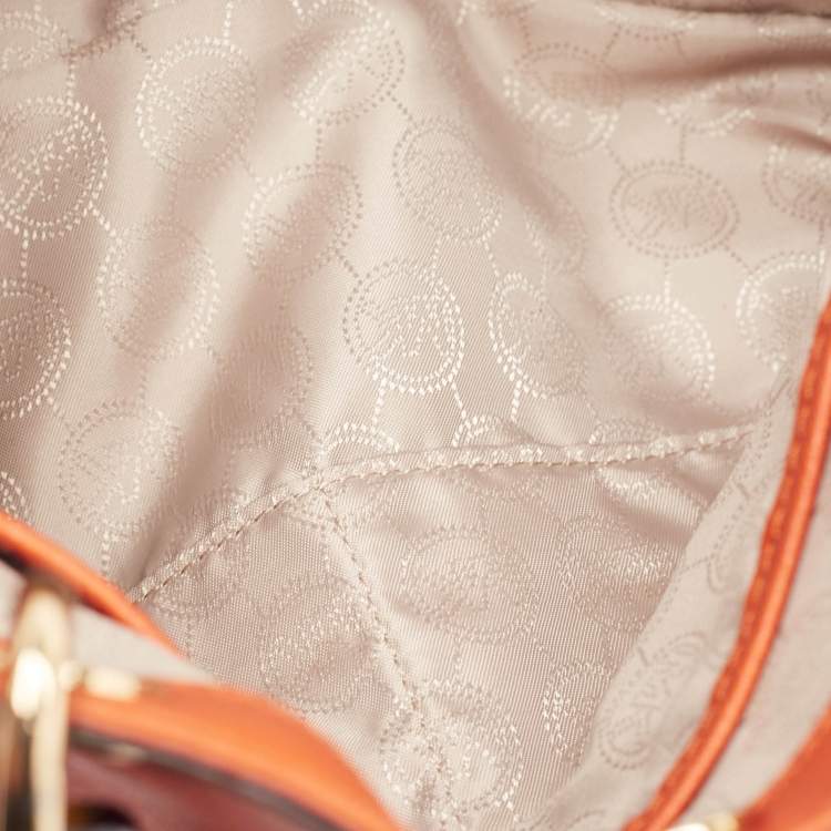 Pre Owned MICHAEL Michael Kors Orange Leather Medium Cynthia Tote