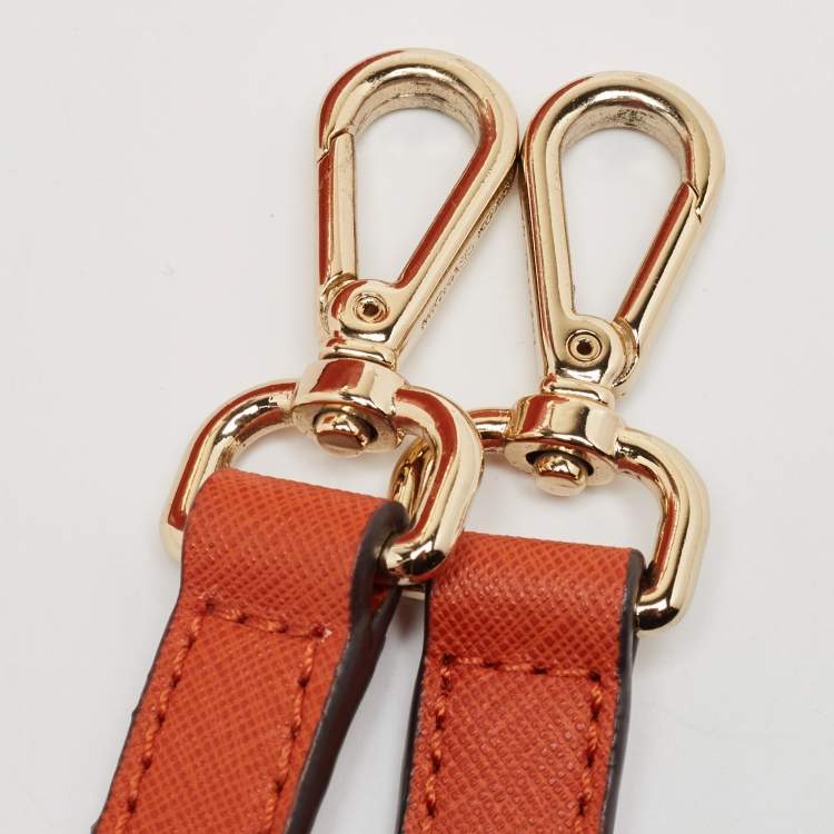 Pre Owned MICHAEL Michael Kors Orange Leather Medium Cynthia Tote