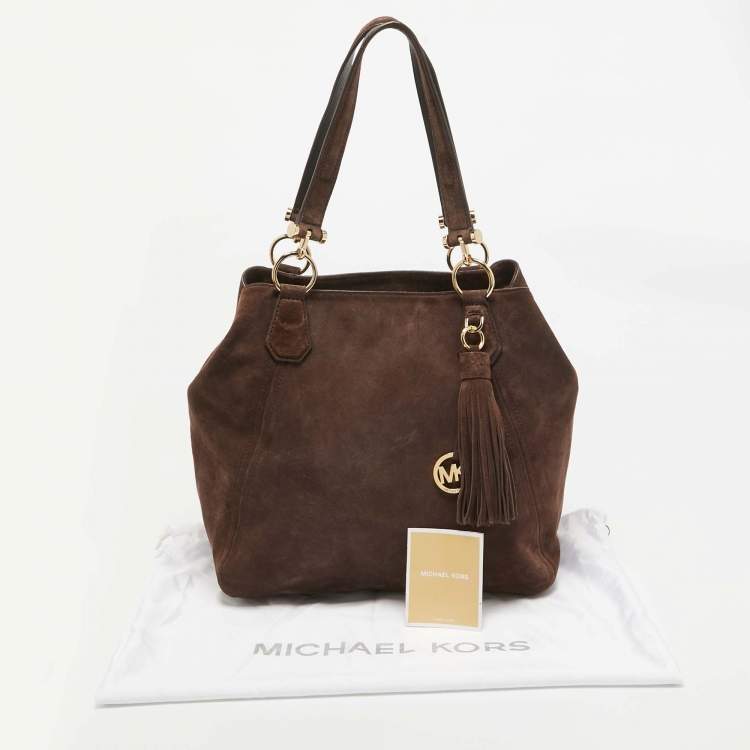 مملوكة مسبقًا MICHAEL Michael Kors Brown Suede and Leather Shopper Tote