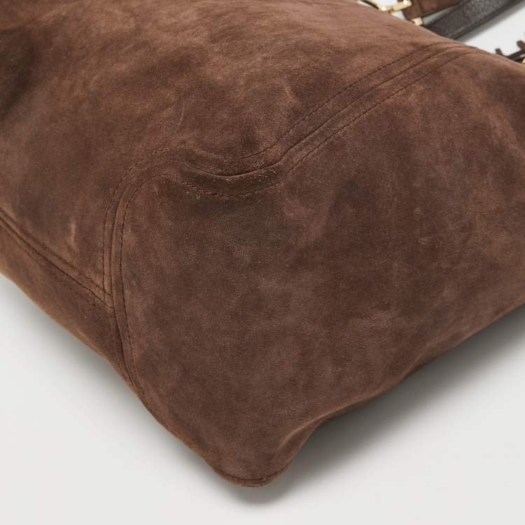 مملوكة مسبقًا MICHAEL Michael Kors Brown Suede and Leather Shopper Tote