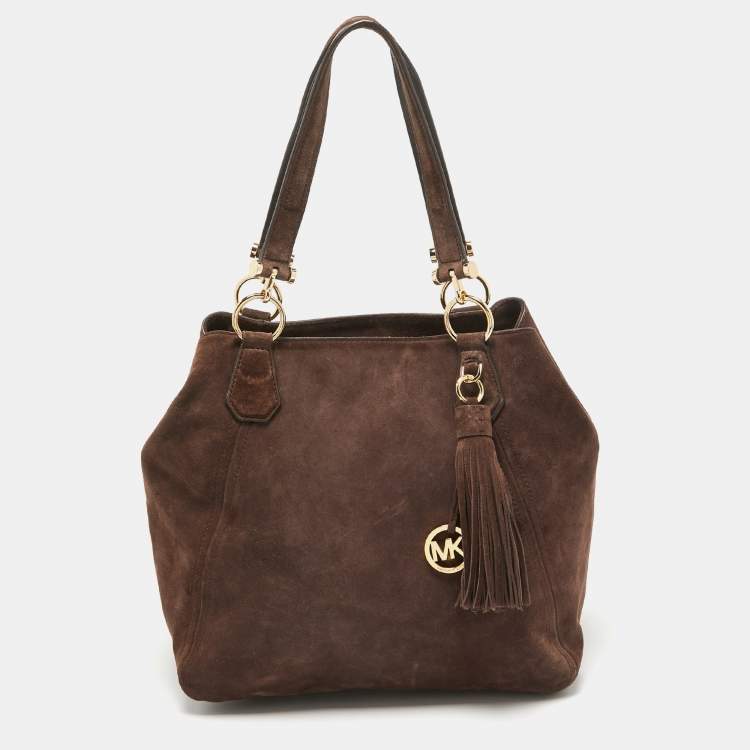 مملوكة مسبقًا MICHAEL Michael Kors Brown Suede and Leather Shopper Tote