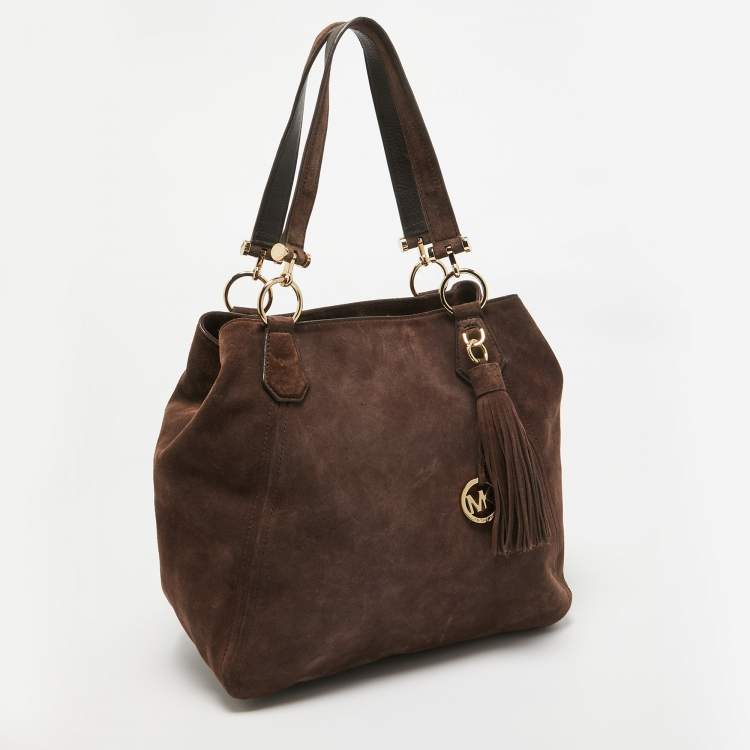 مملوكة مسبقًا MICHAEL Michael Kors Brown Suede and Leather Shopper Tote