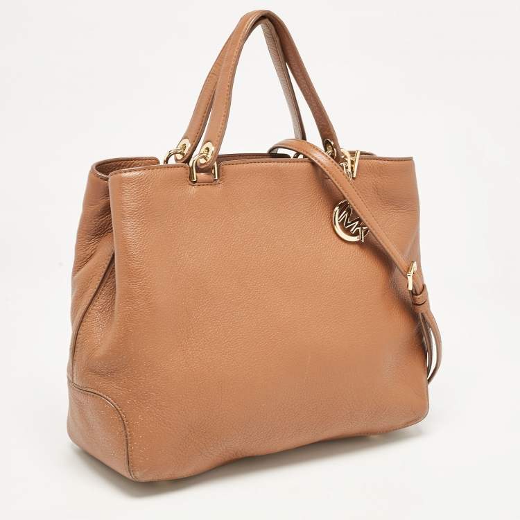 Pre Owned MICHAEL Michael Kors Brown Soft Leather Anabelle Zip Tote