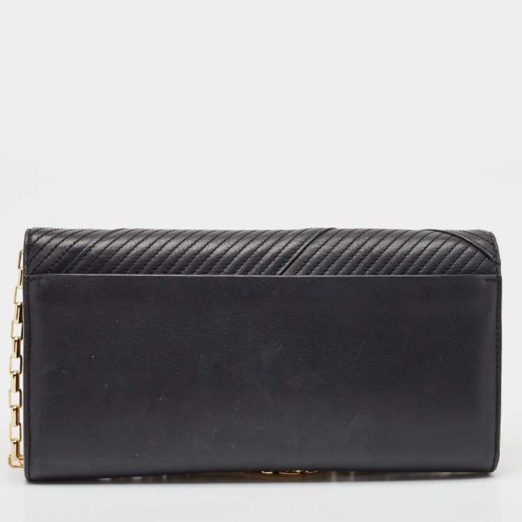 Pre Owned MICHAEL Michael Kors Quilted Black Leather Flap Chain Clutch
