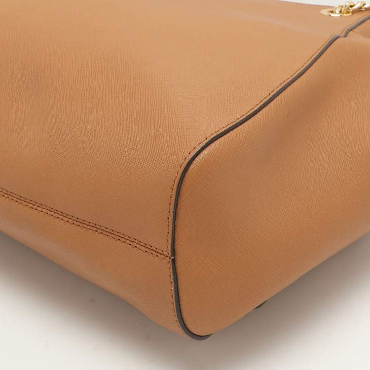 Pre Owned MICHAEL Michael Kors Brown Leather Jet Set Chain Shoulder Bag