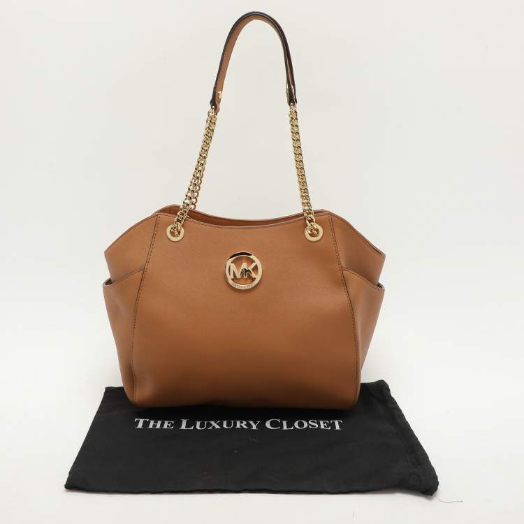 Pre Owned MICHAEL Michael Kors Brown Leather Jet Set Chain Shoulder Bag