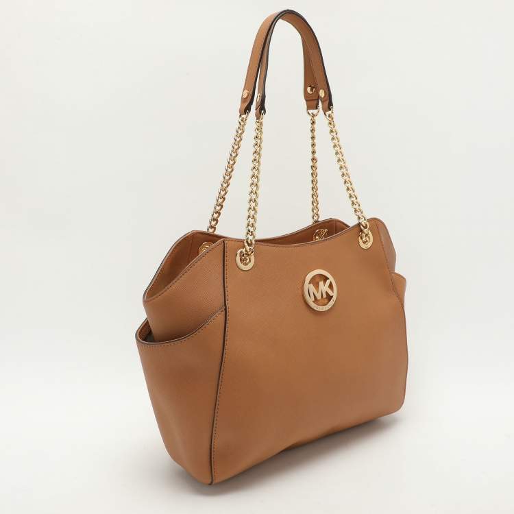 Pre Owned MICHAEL Michael Kors Brown Leather Jet Set Chain Shoulder Bag