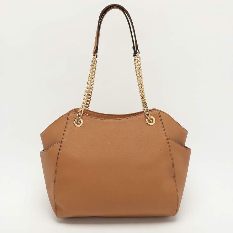 Pre Owned MICHAEL Michael Kors Brown Leather Jet Set Chain Shoulder Bag