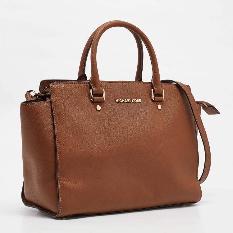 Pre Owned MICHAEL Michael Kors Brown Leather Medium Selma Satchel