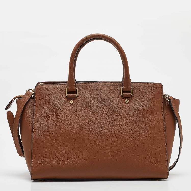 Pre Owned MICHAEL Michael Kors Brown Leather Medium Selma Satchel