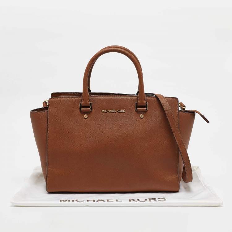 Pre Owned MICHAEL Michael Kors Brown Leather Medium Selma Satchel