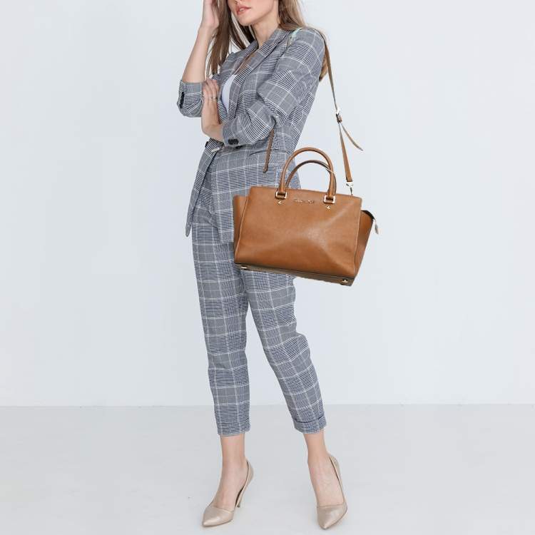 Pre Owned MICHAEL Michael Kors Brown Leather Medium Selma Satchel