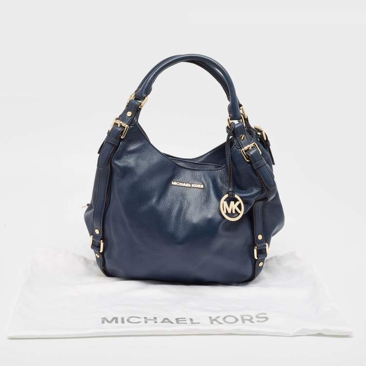 Pre Owned MICHAEL Michael Kors Navy Blue Leather Bedford Hobo