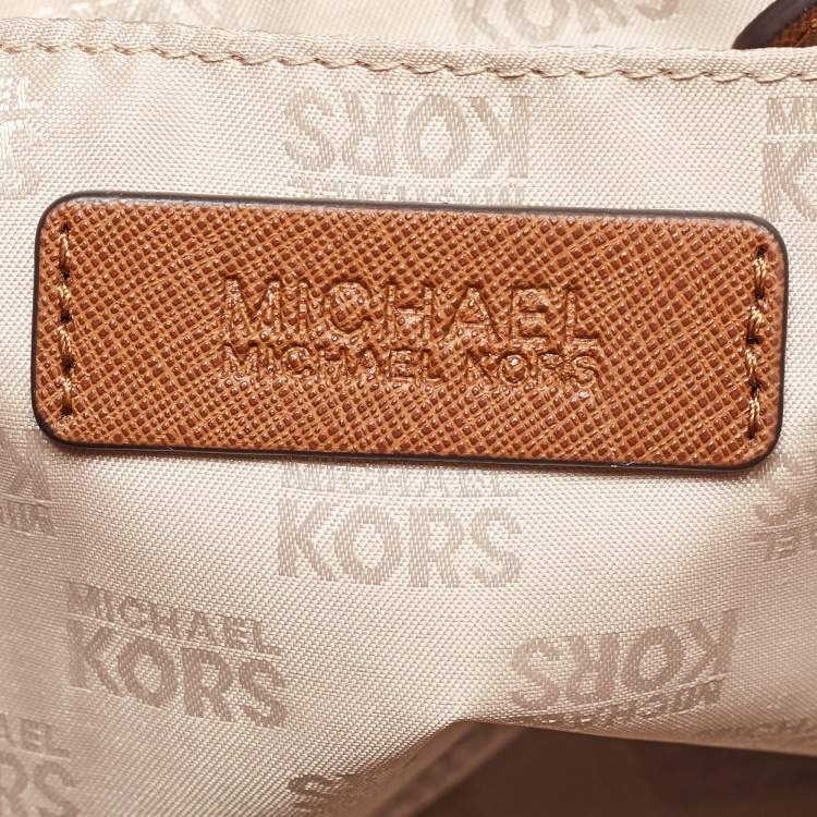 Pre Owned MICHAEL Michael Kors Brown Signature Coated Canvas and Leather Studded Sandrine Tote