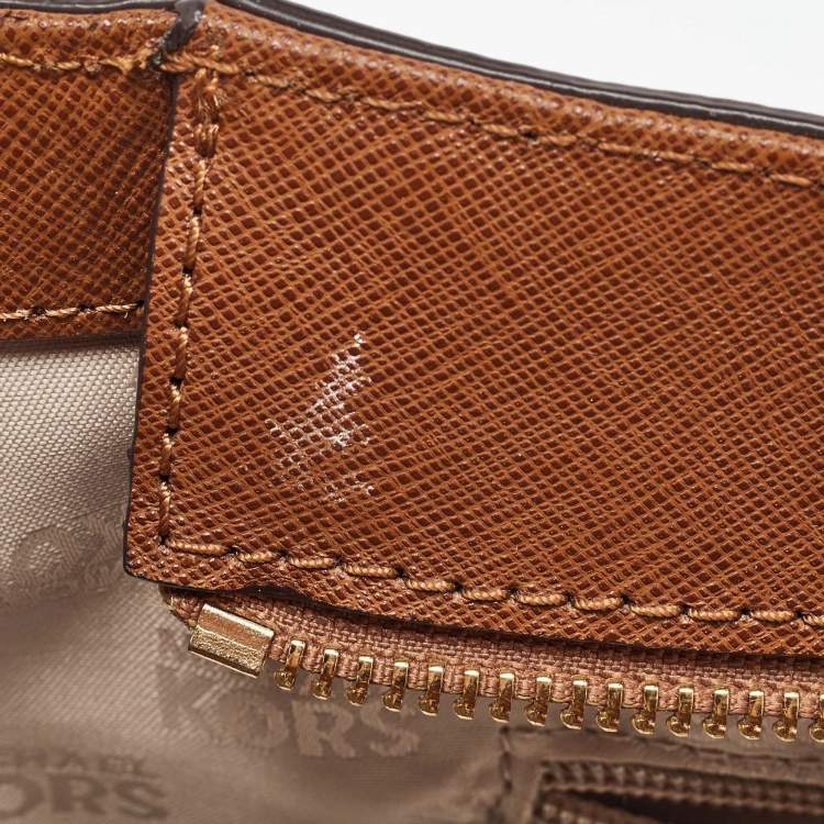 Pre Owned MICHAEL Michael Kors Brown Signature Coated Canvas and Leather Studded Sandrine Tote