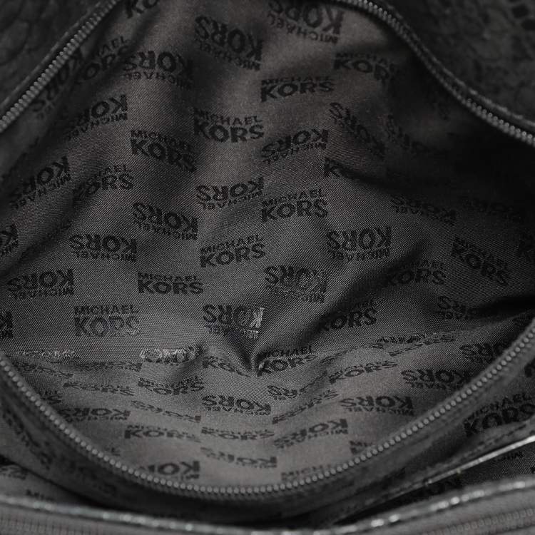 Pre Owned MICHAEL Michael Kors Black Python Print Leather Large East West Hamilton Tote