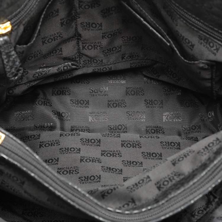 Pre Owned MICHAEL Michael Kors Black Python Print Leather Large East West Hamilton Tote