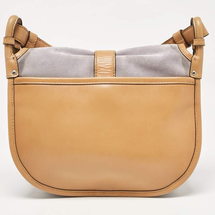 Pre Owned Michael Michael Kors Brown/Lilac Suede Saddle Shoulder Bag