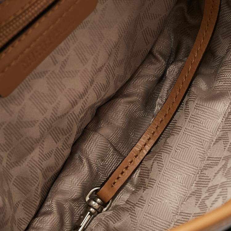 Pre Owned Michael Michael Kors Brown/Lilac Suede Saddle Shoulder Bag