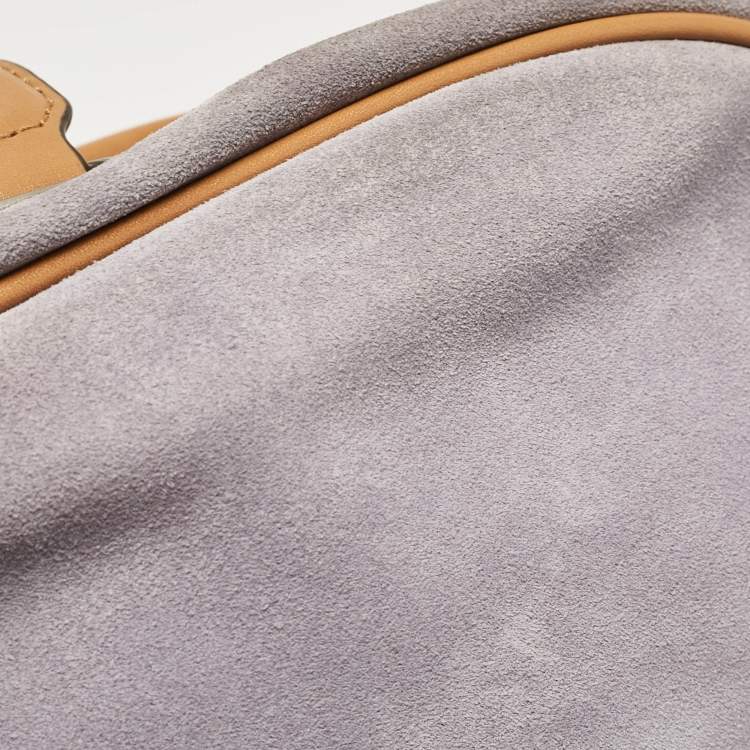 Pre Owned Michael Michael Kors Brown/Lilac Suede Saddle Shoulder Bag
