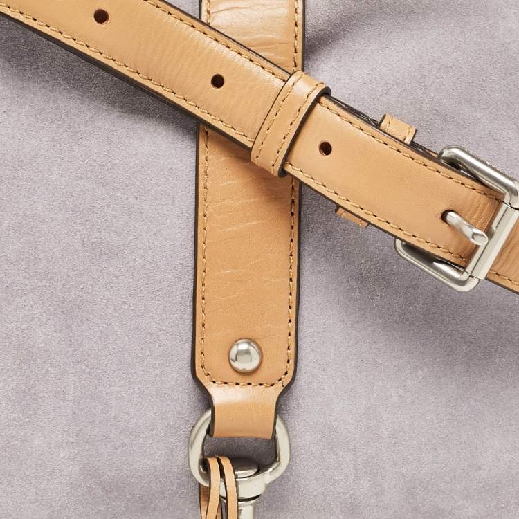 Pre Owned Michael Michael Kors Brown/Lilac Suede Saddle Shoulder Bag