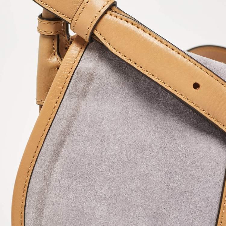 Pre Owned Michael Michael Kors Brown/Lilac Suede Saddle Shoulder Bag