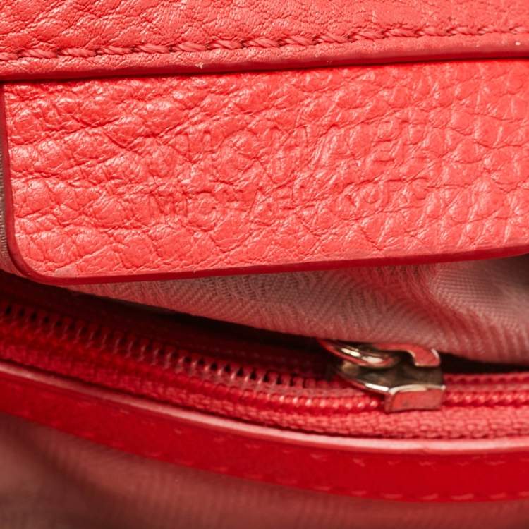 Pre Owned MICHAEL Michael Kors Red Soft Leather Anabelle Mid Zip Tote
