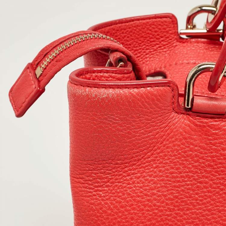 Pre Owned MICHAEL Michael Kors Red Soft Leather Anabelle Mid Zip Tote