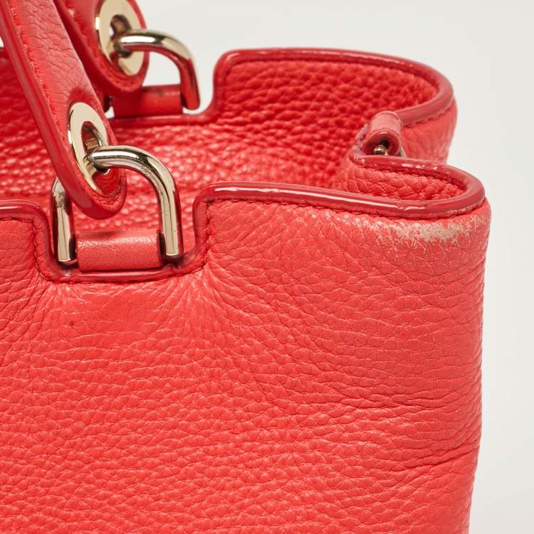 Pre Owned MICHAEL Michael Kors Red Soft Leather Anabelle Mid Zip Tote