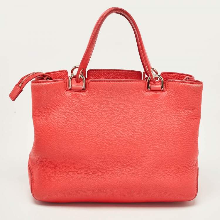 Pre Owned MICHAEL Michael Kors Red Soft Leather Anabelle Mid Zip Tote