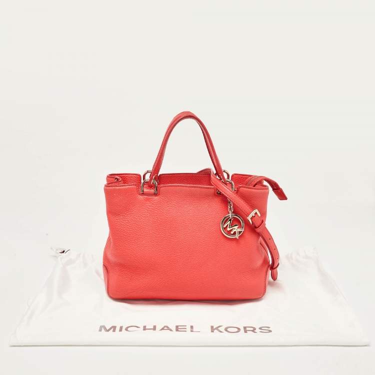 Pre Owned MICHAEL Michael Kors Red Soft Leather Anabelle Mid Zip Tote