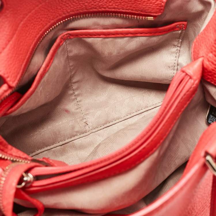 Pre Owned MICHAEL Michael Kors Red Soft Leather Anabelle Mid Zip Tote