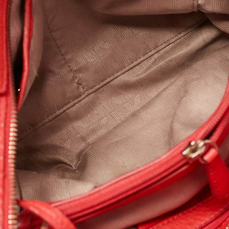 Pre Owned MICHAEL Michael Kors Red Soft Leather Anabelle Mid Zip Tote