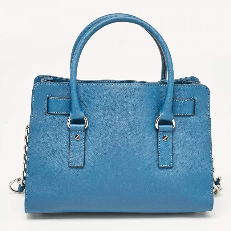 Pre Owned MICHAEL Michael Kors Blue Leather Medium Hamilton East West Tote