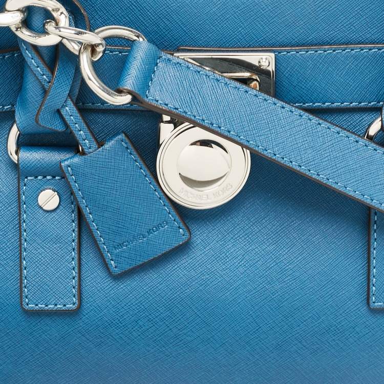 Pre Owned MICHAEL Michael Kors Blue Leather Medium Hamilton East West Tote