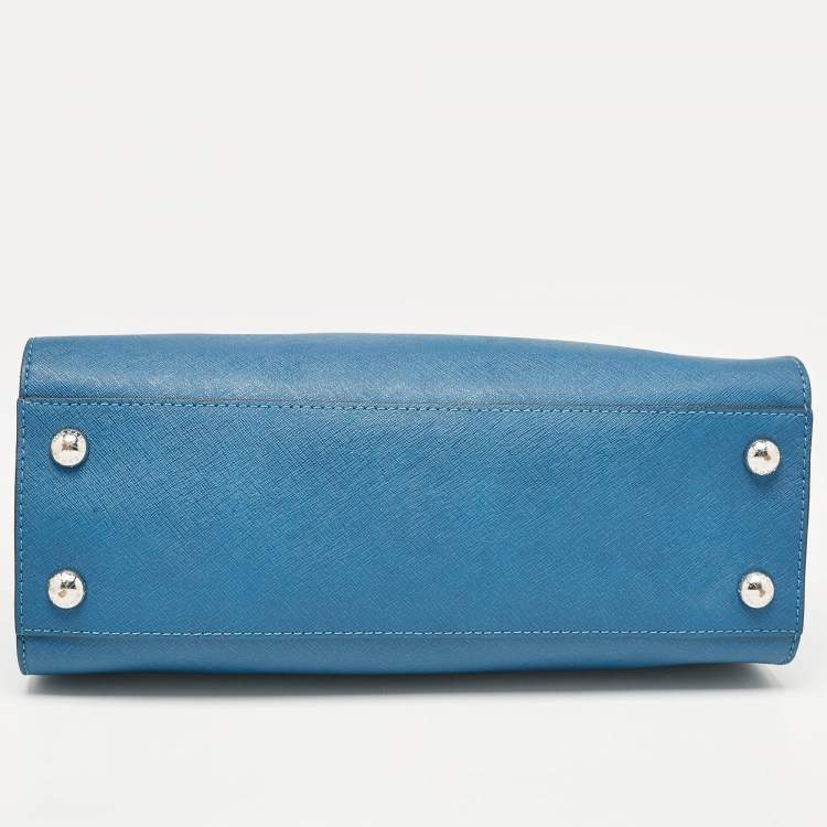 Pre Owned MICHAEL Michael Kors Blue Leather Medium Hamilton East West Tote