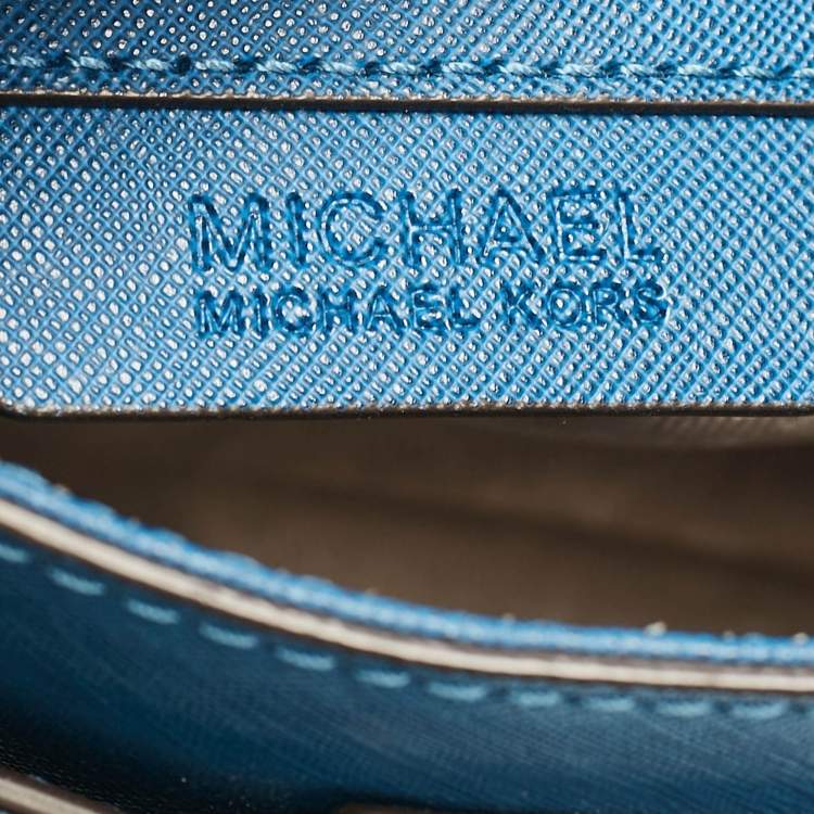 Pre Owned MICHAEL Michael Kors Blue Leather Medium Hamilton East West Tote