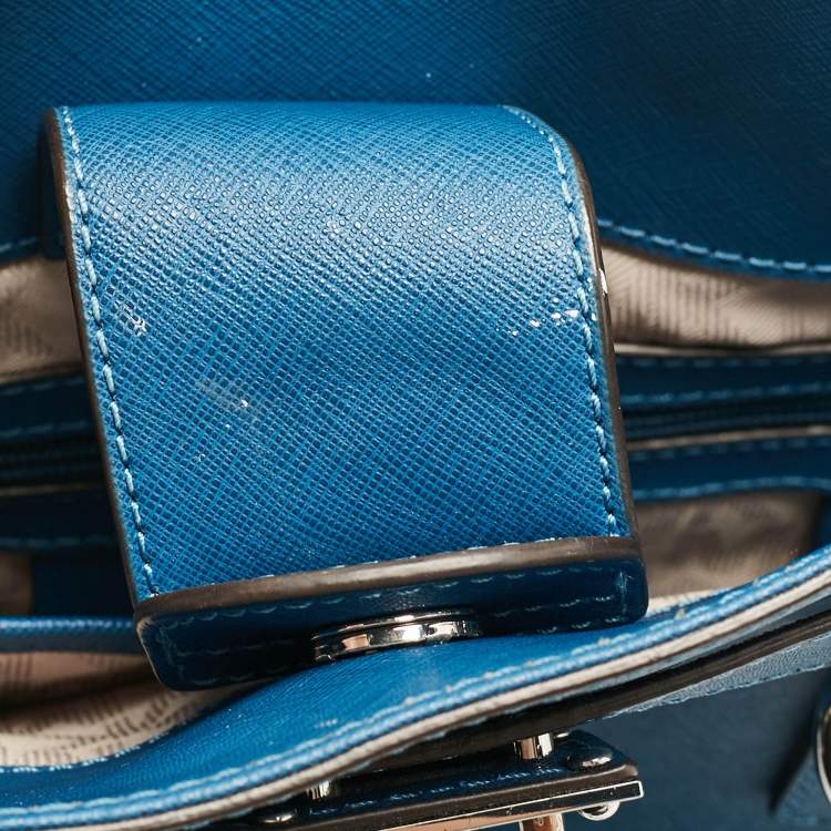 Pre Owned MICHAEL Michael Kors Blue Leather Medium Hamilton East West Tote