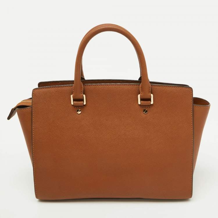 Pre Owned MICHAEL Michael Kors Brown Saffiano Leather Large Selma Satchel