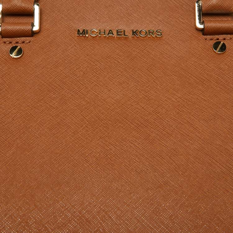Pre Owned MICHAEL Michael Kors Brown Saffiano Leather Large Selma Satchel