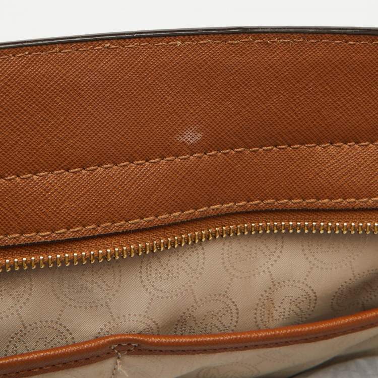 Pre Owned MICHAEL Michael Kors Brown Saffiano Leather Large Selma Satchel